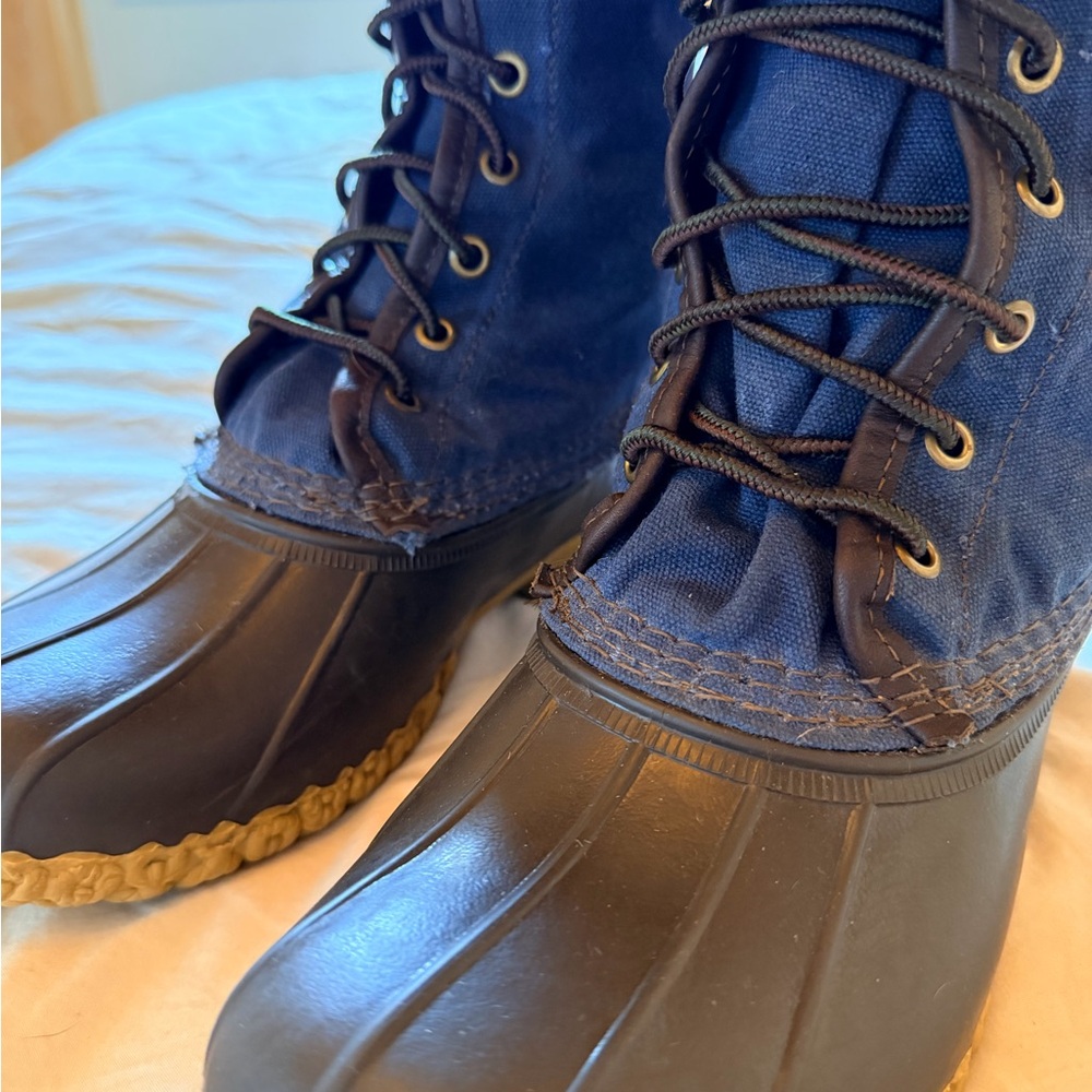 L.L. Bean Tall Lace-Up Bean Boots Navy Made in USA Women’s 7 Bean Signature - Picture 4 of 7